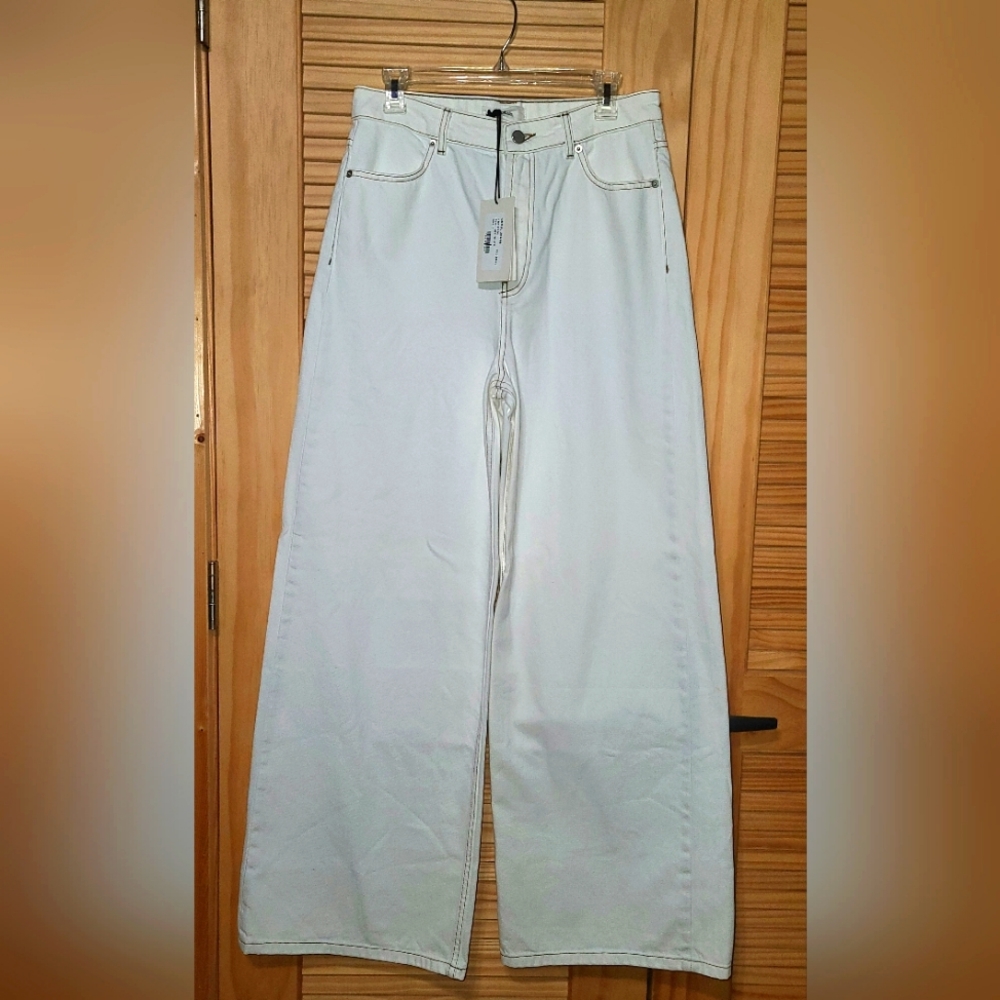 ba&sh off white wide-legged jeans